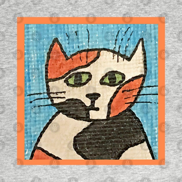 Whimsical Cat Portrait #13 by ErinBrieArt